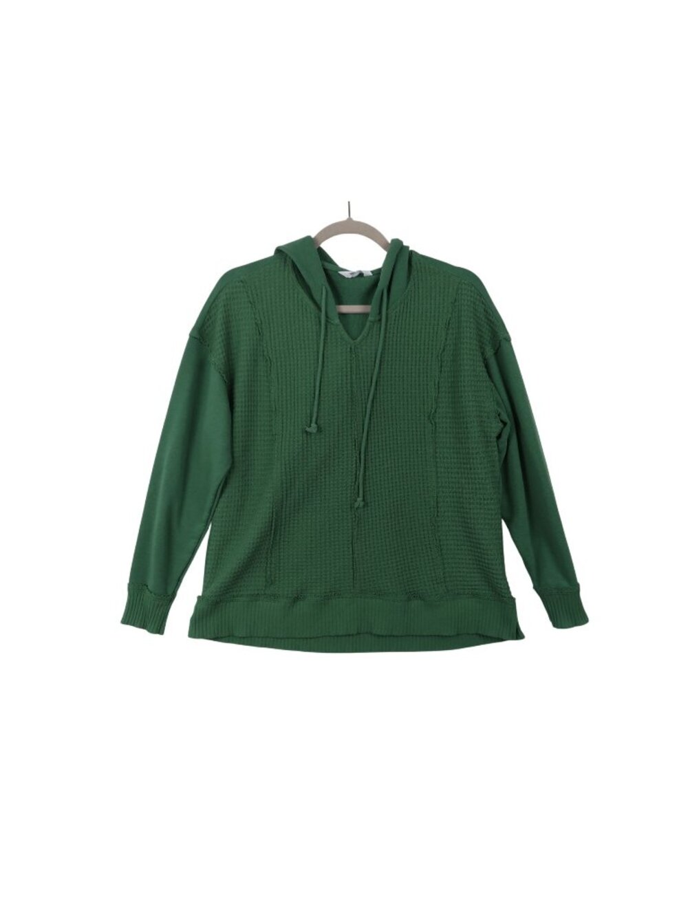 ✨3/$30 Time & Tru L Green Hooded Waffle Knit Pullover Long Sleeves